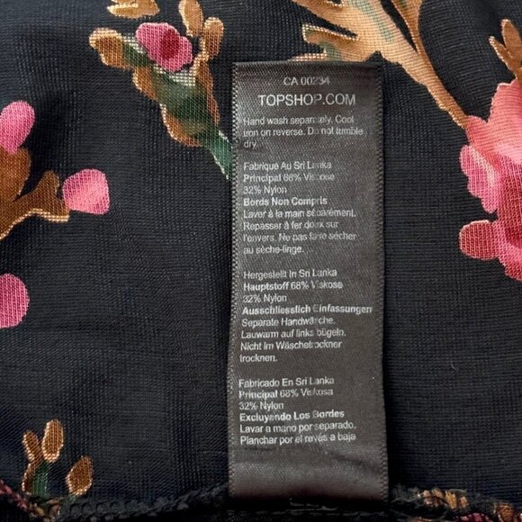 Boho Burntout Velvet Floral Crop Top Blouse Sz.S Black Bishop Sleeve Fairy Goth - Picture 10 of 11